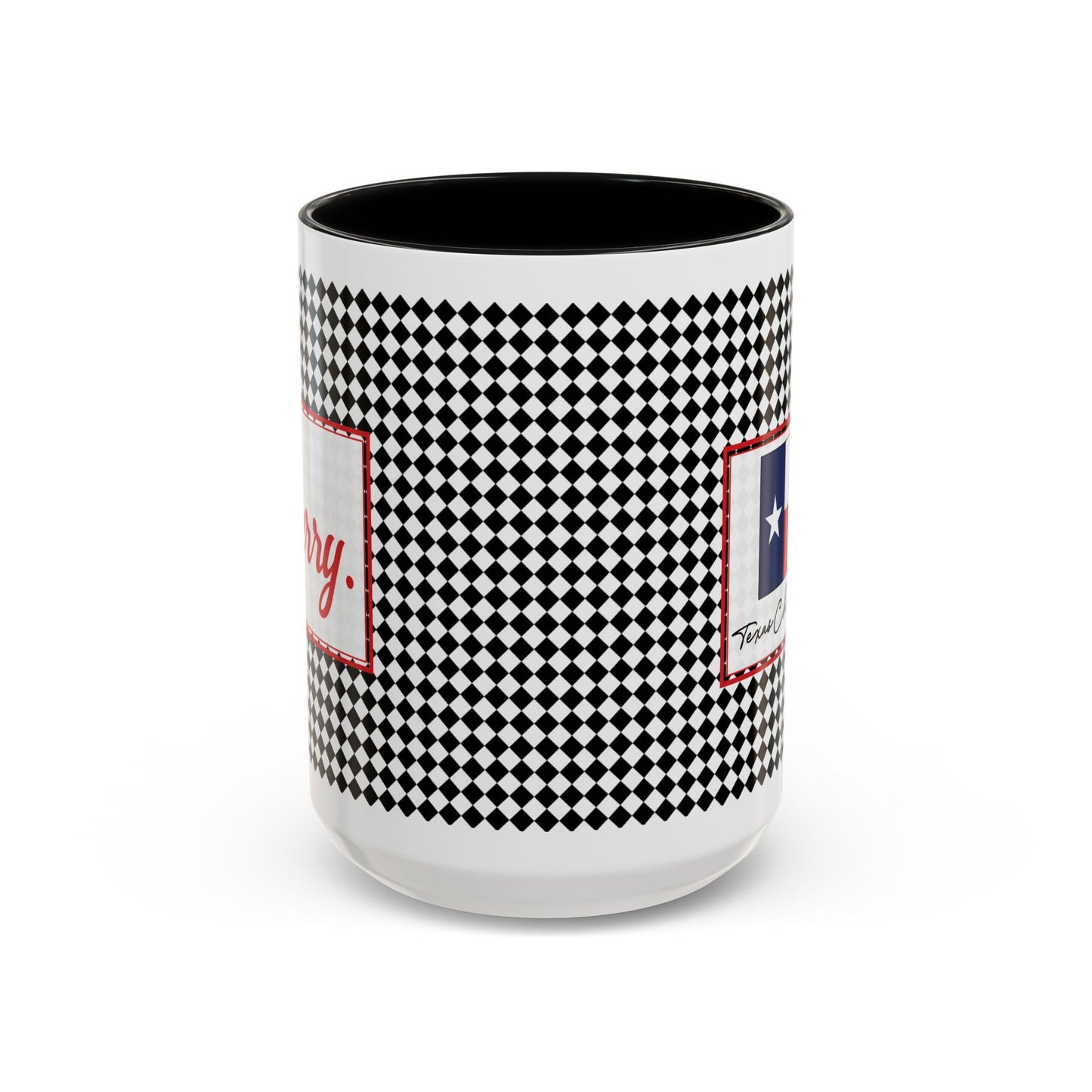 Merry- Black Argyle Personalizable Christmas Ceramic Mug (11oz, 15 oz)