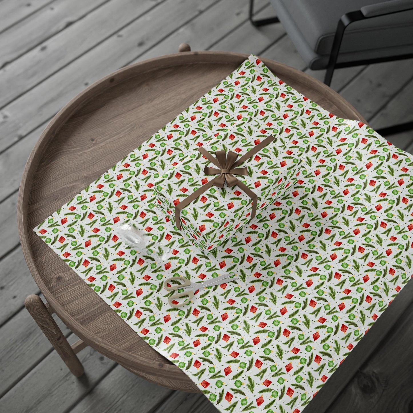 Watercolor Christmas Ornaments Wrapping Paper
