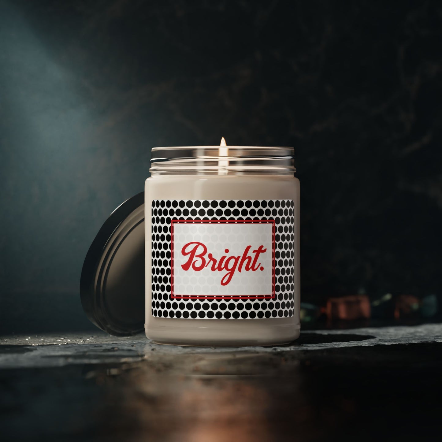 Bright- Black Polka Dots Scented Soy Candle, 9oz