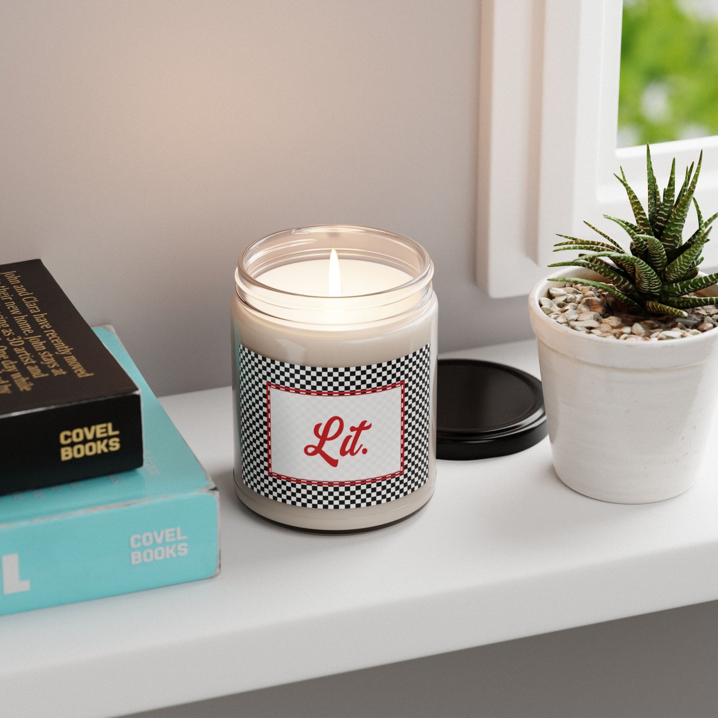 Lit- Black Checkered Scented Soy Candle, 9oz