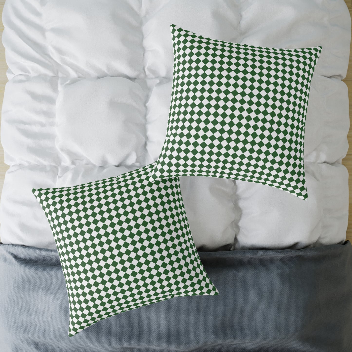 Green & White Argyle Christmas Decorative Pillow | Double Sided Poly Canvas Cushion, Vibrant Holiday Decor, 5 Sizes