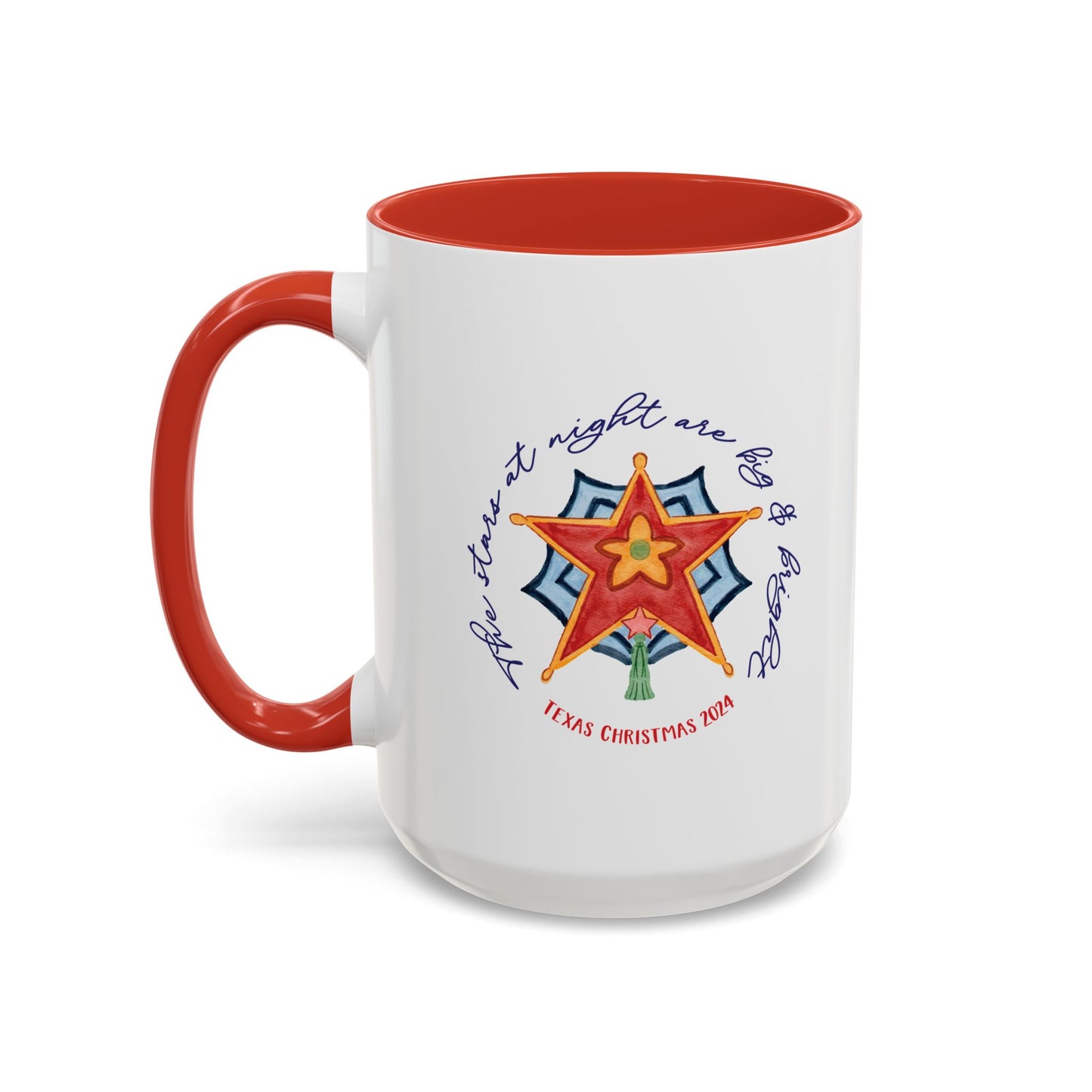 Texas Christmas Western Star Personalizable Christmas Ceramic Mug (11oz, 15 oz)