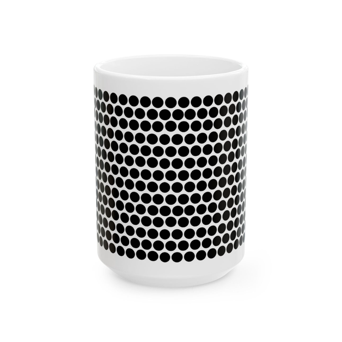 Black Polka Dot Ceramic Mug, (11oz, 15oz)