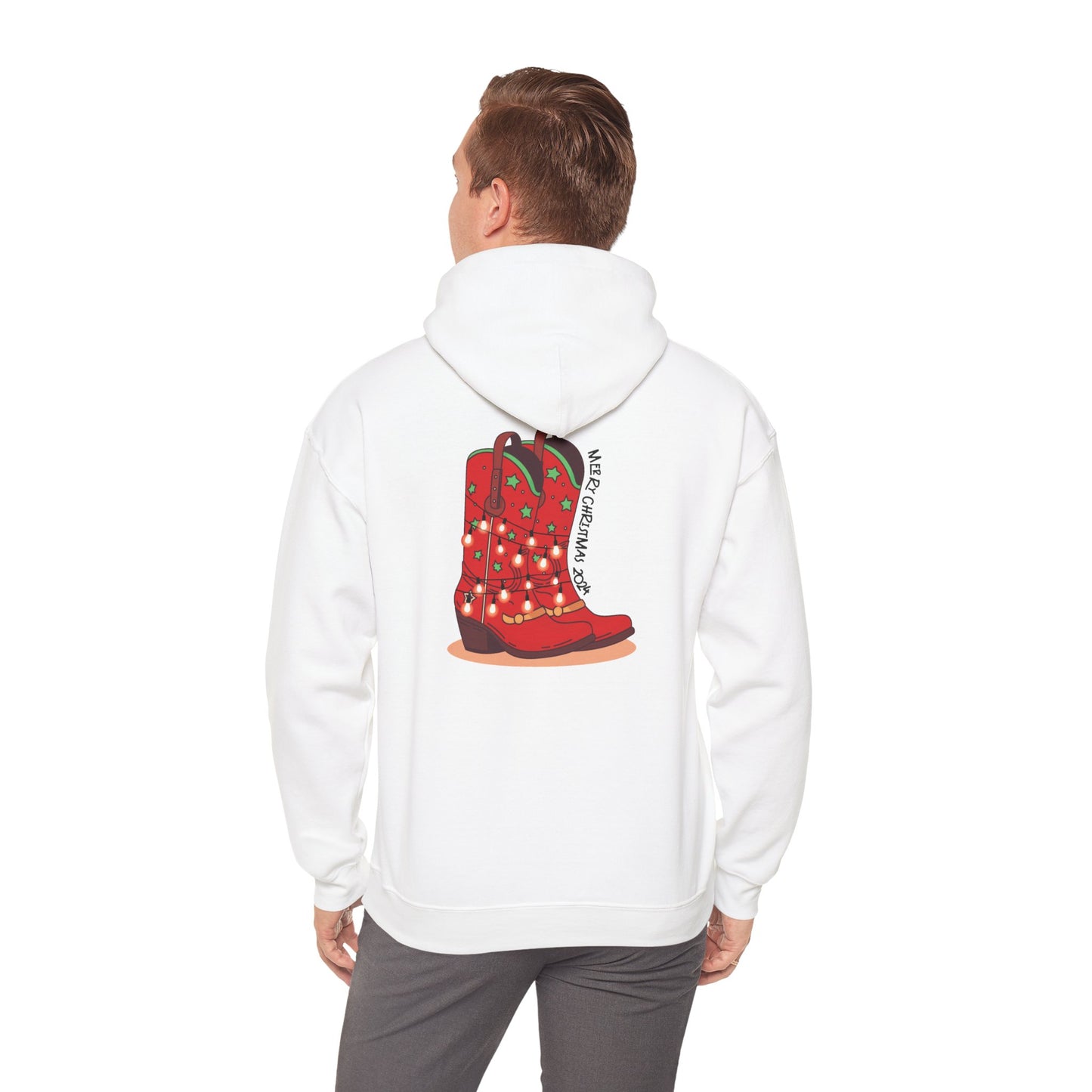 Dancer- Texas Christmas Cowboy Boots Unisex Heavy Blend™ Hooded Sweatshirt
