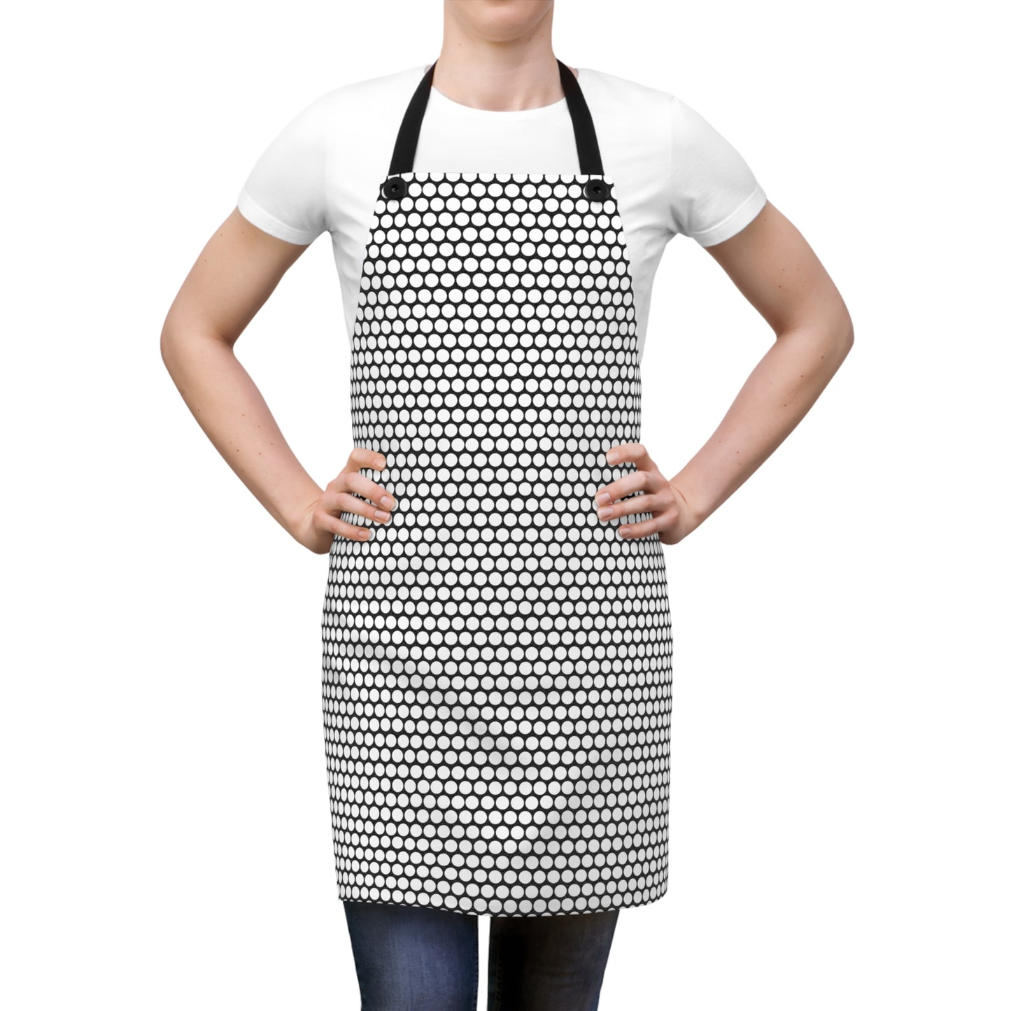 White Polka Dot on Black Apron