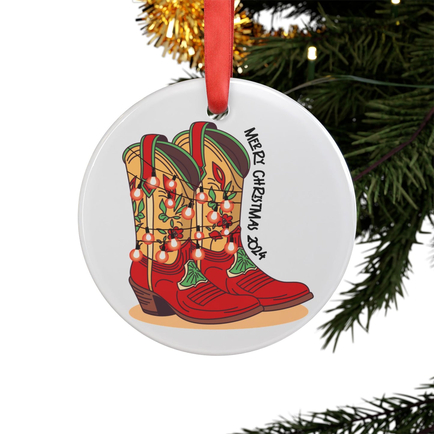 "Prancer" Christmas Cowboy Boots Ornament