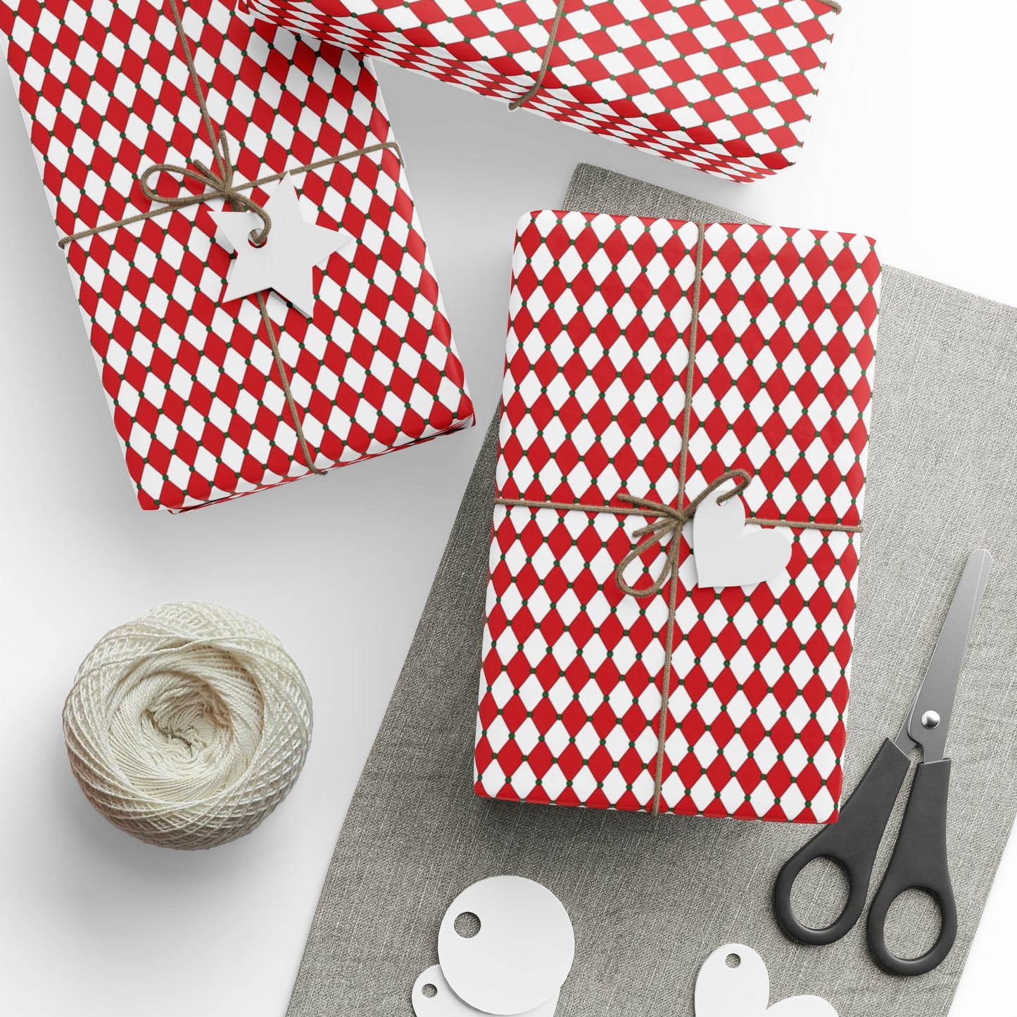 Red Drummer Boy Argyle Wrapping Paper