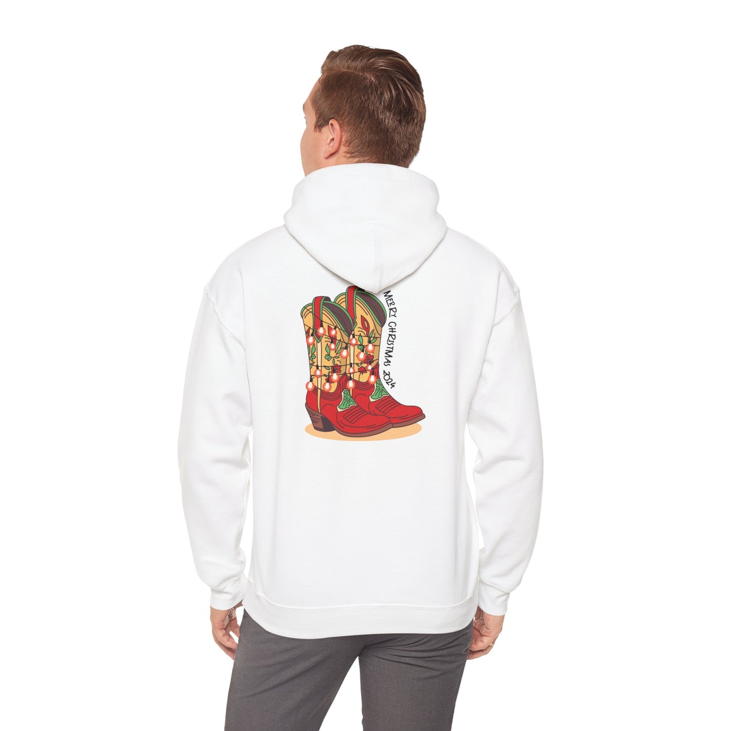 Prancer- Texas Christmas Cowboy Boots Unisex Heavy Blend™ Hooded Sweatshirt