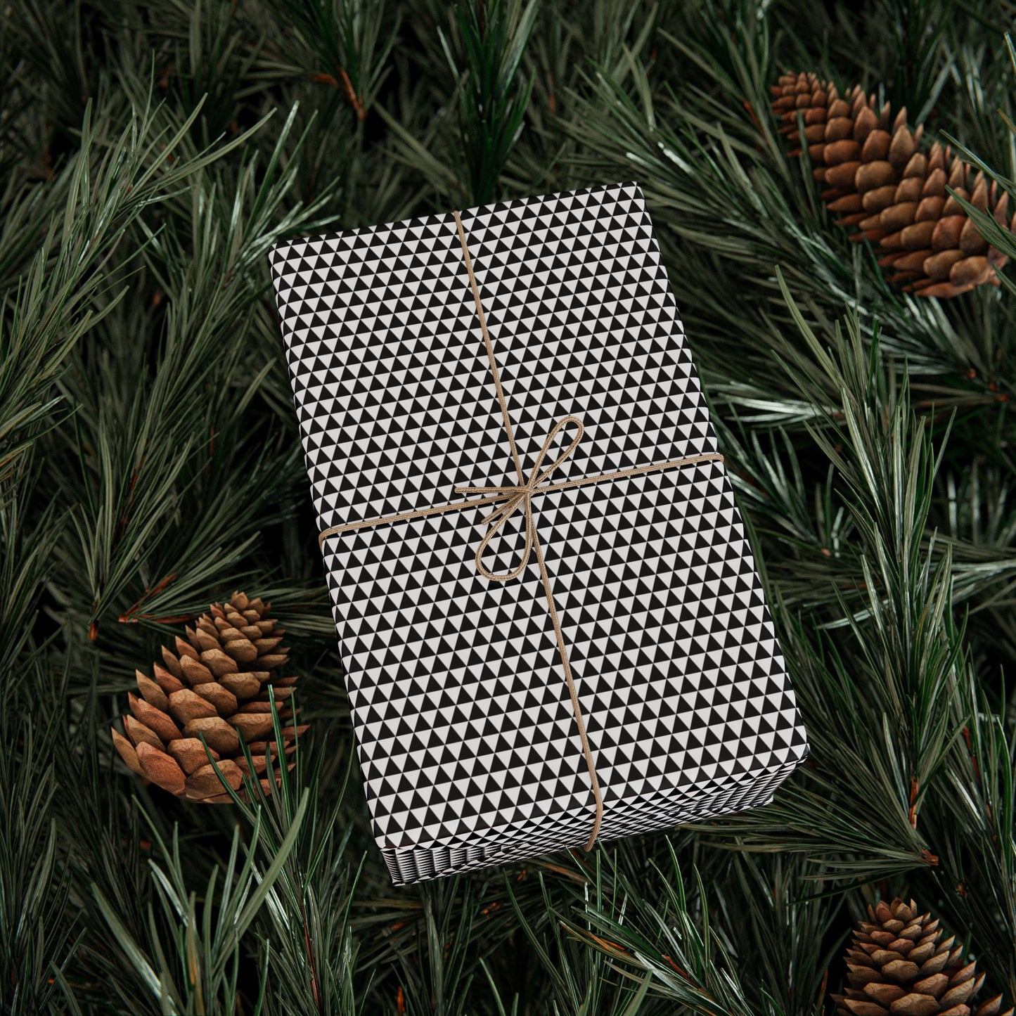 Black Tiny Triangles Wrapping Paper