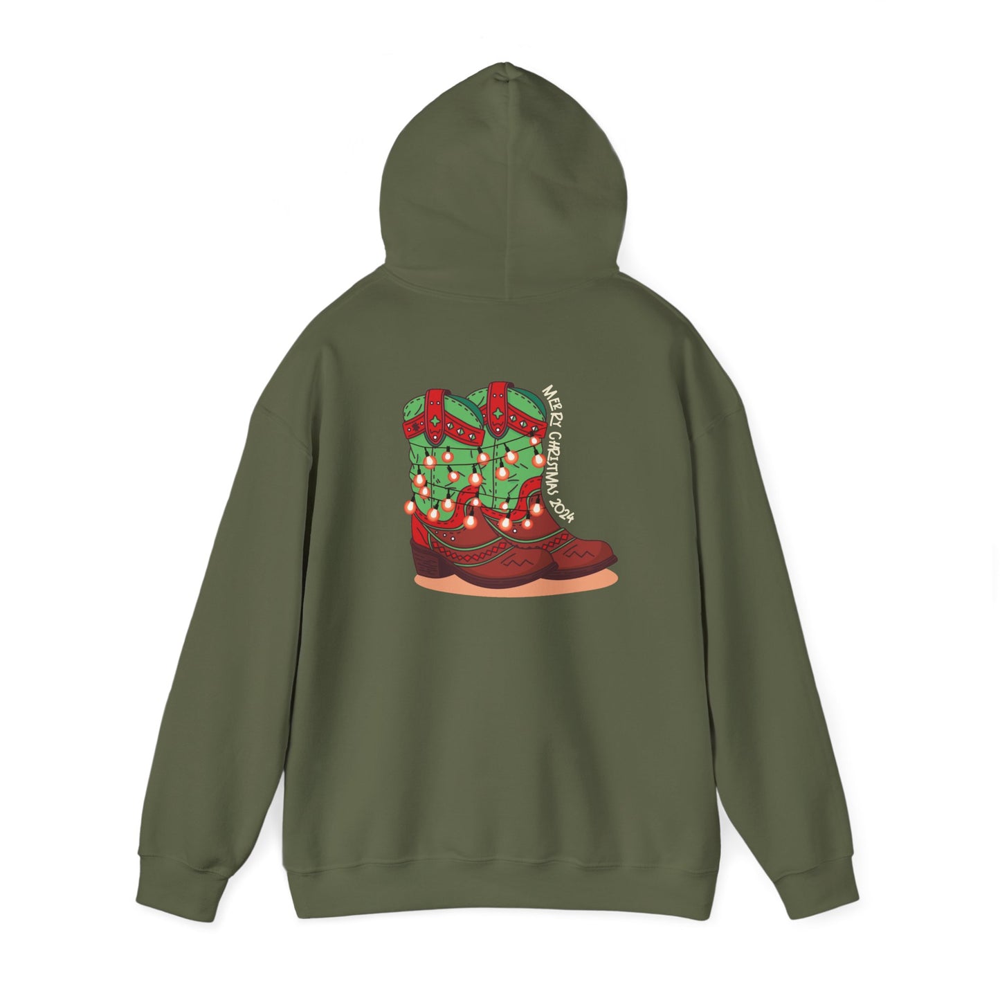 Rudolph- Christmas Cowboy Boots Unisex Heavy Blend™ Hooded Sweatshirt