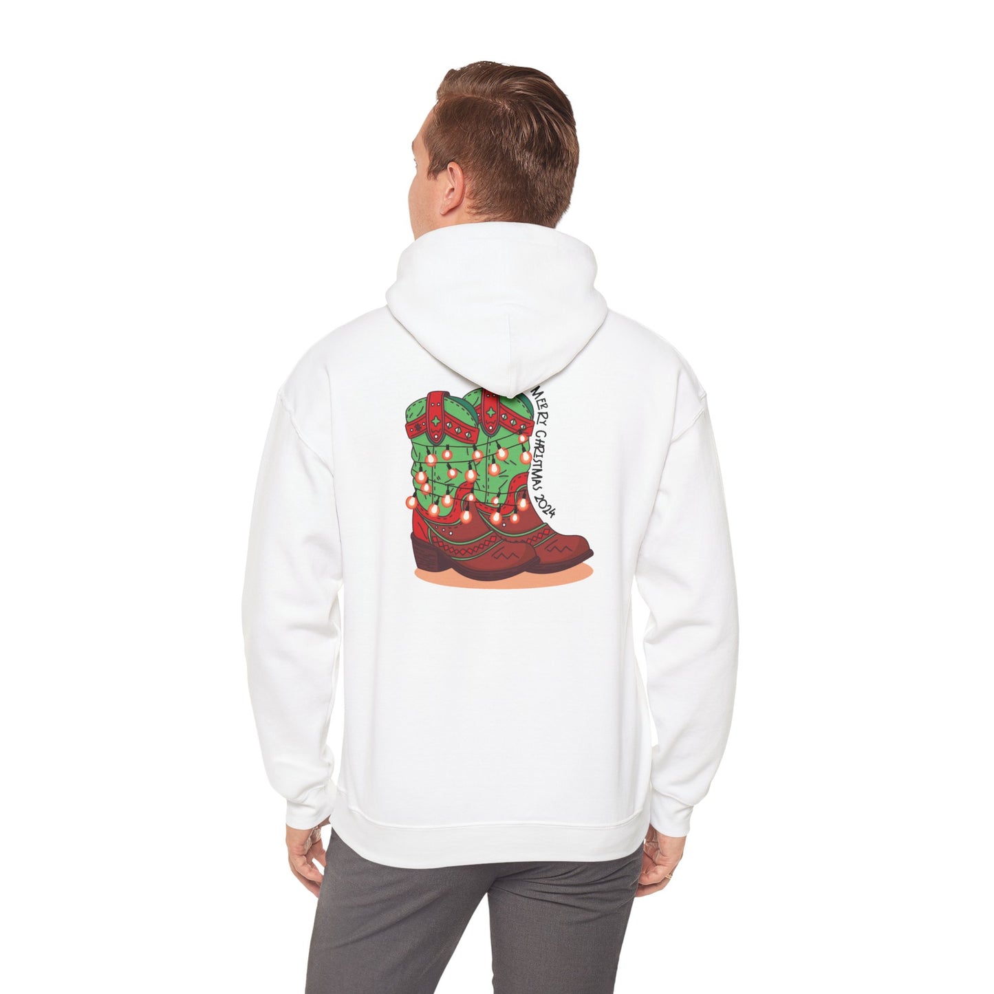 Rudolph- Christmas Cowboy Boots Unisex Heavy Blend™ Hooded Sweatshirt
