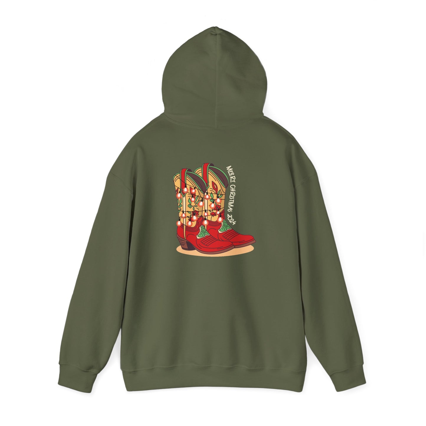 Prancer- Texas Christmas Cowboy Boots Unisex Heavy Blend™ Hooded Sweatshirt
