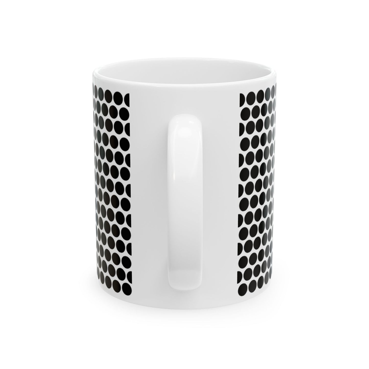 Black Polka Dot Ceramic Mug, (11oz, 15oz)