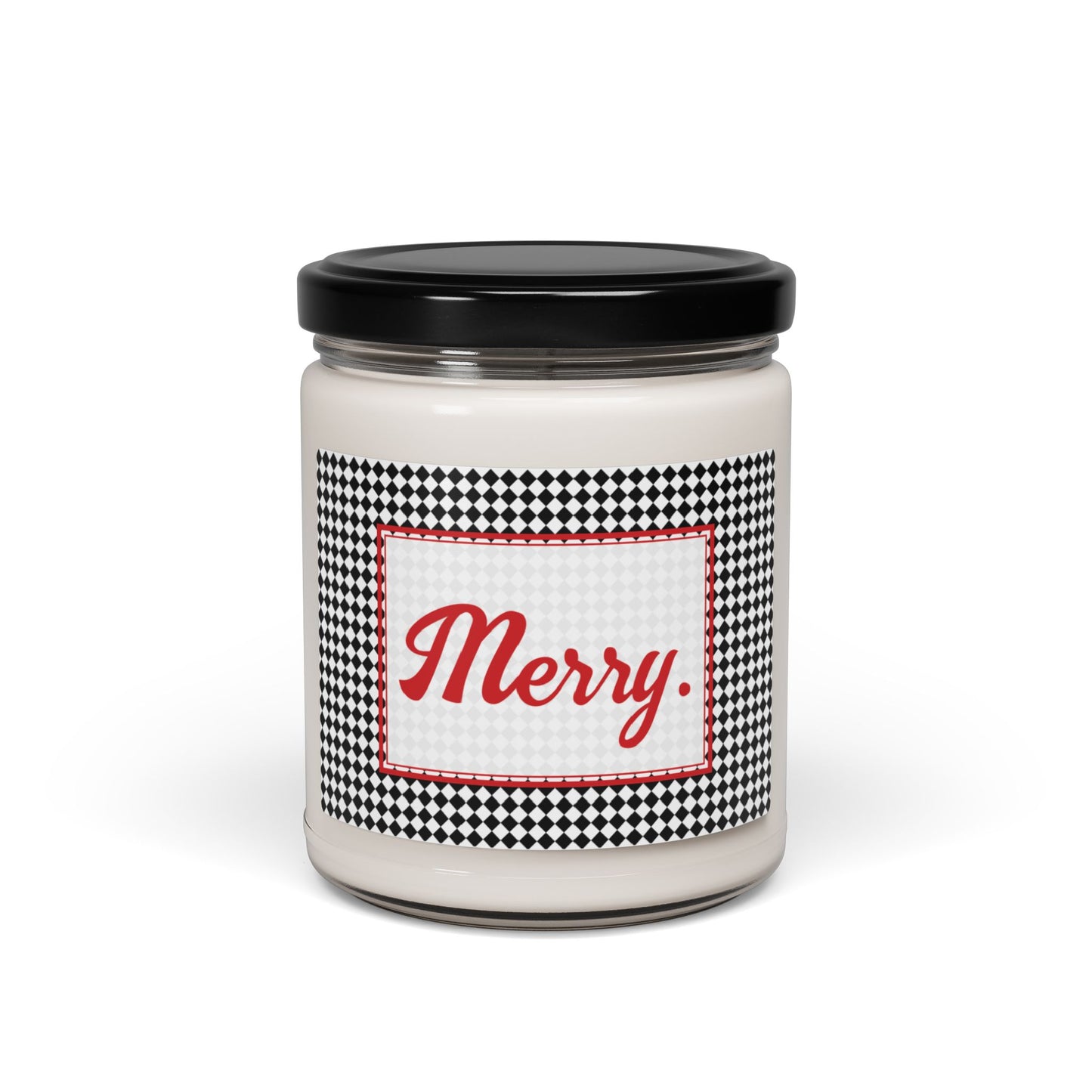 Merry- Black Argyle Scented Soy Candle, 9oz