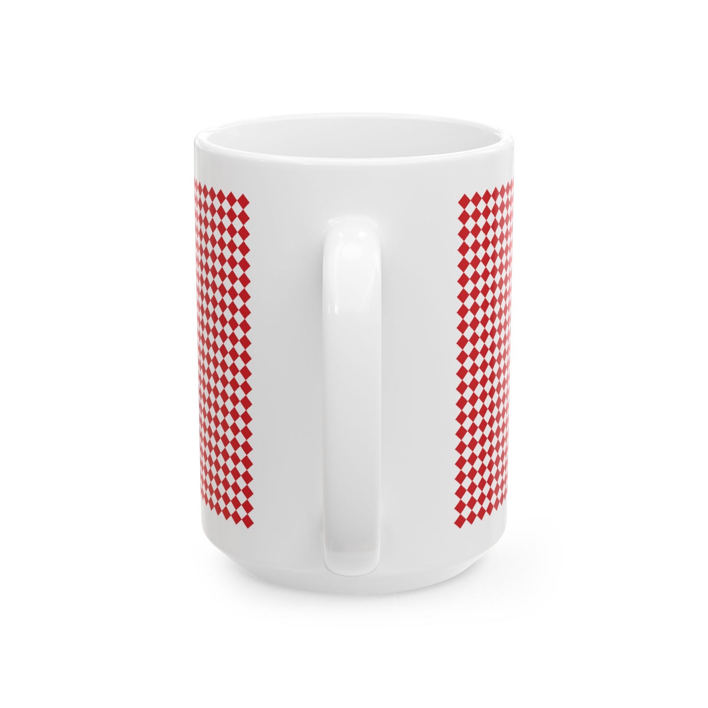 Red Argyle Ceramic Mug, (11oz, 15oz)