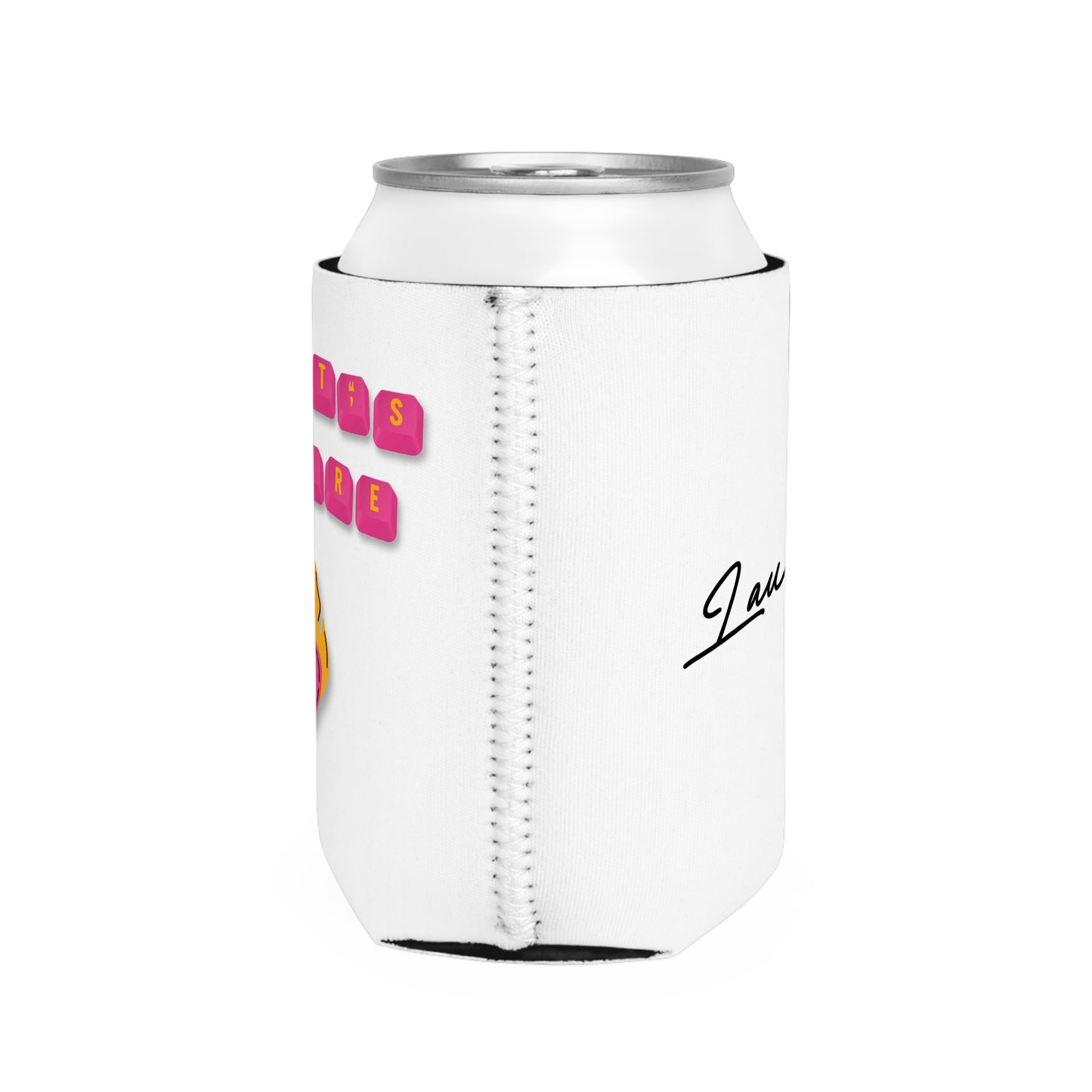 HEARTS ON FIRE Key Caps Flaming Heart Valentines Personalize Custom Name Can Cooler Sleeve