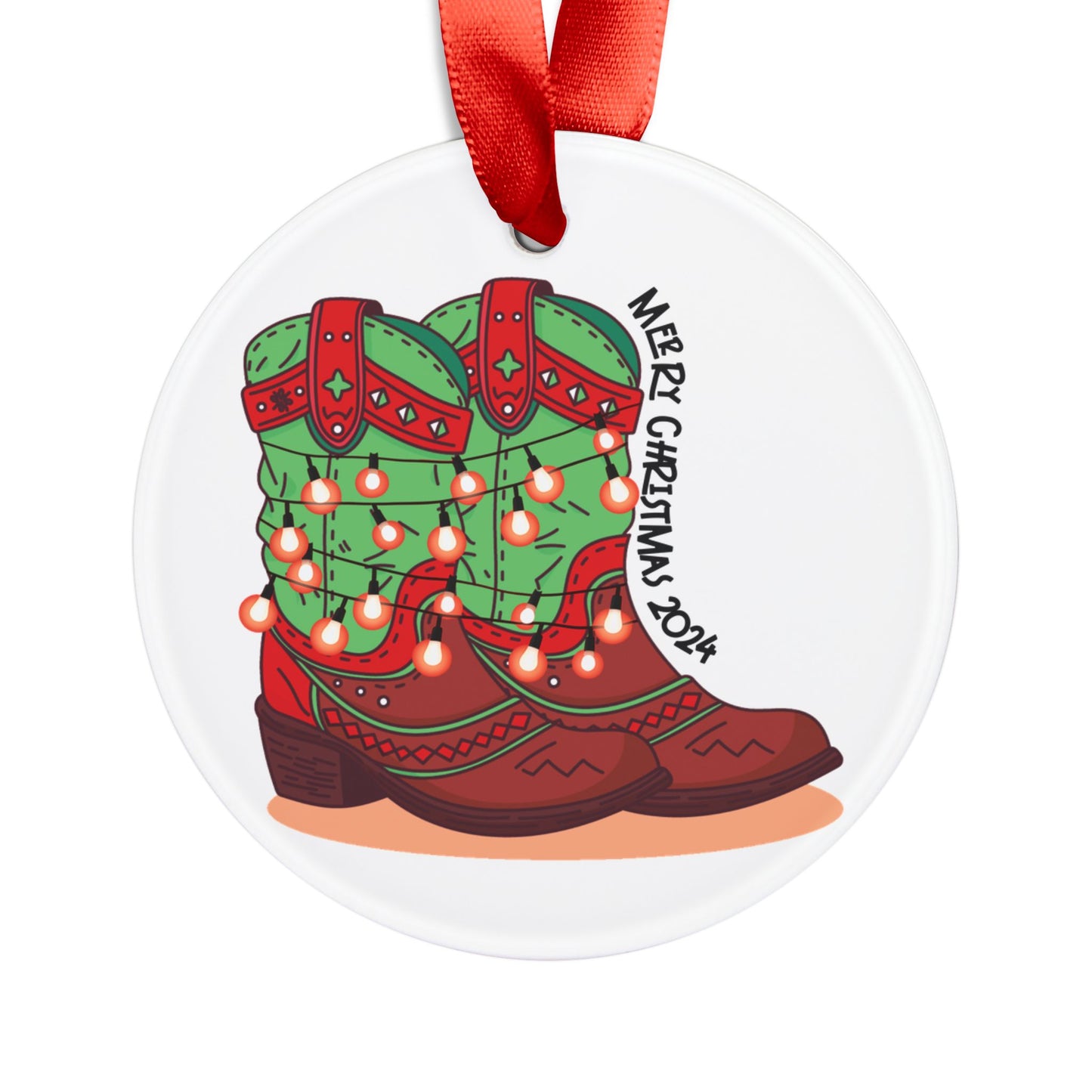 "Rudolph" Christmas Cowboy Boots Ornament