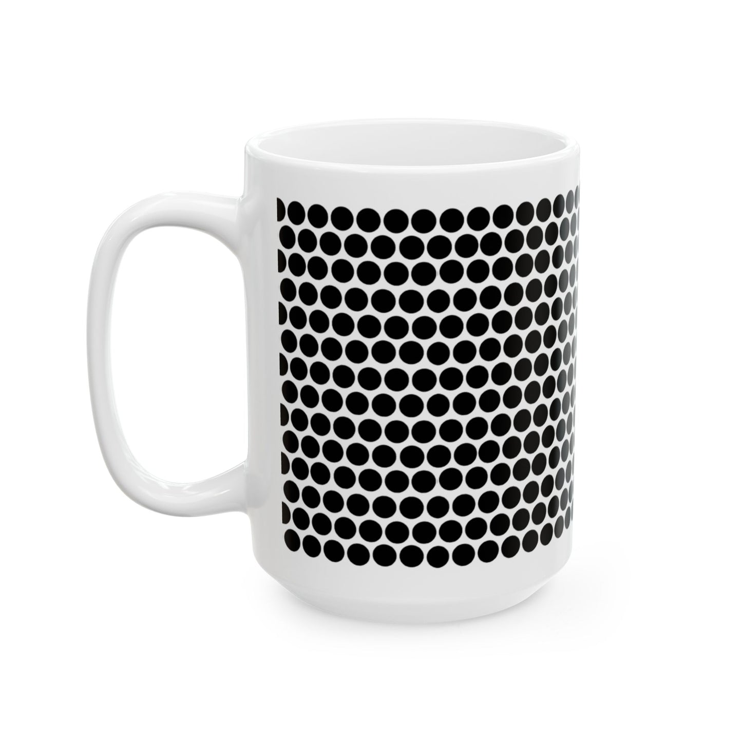 Black Polka Dot Ceramic Mug, (11oz, 15oz)