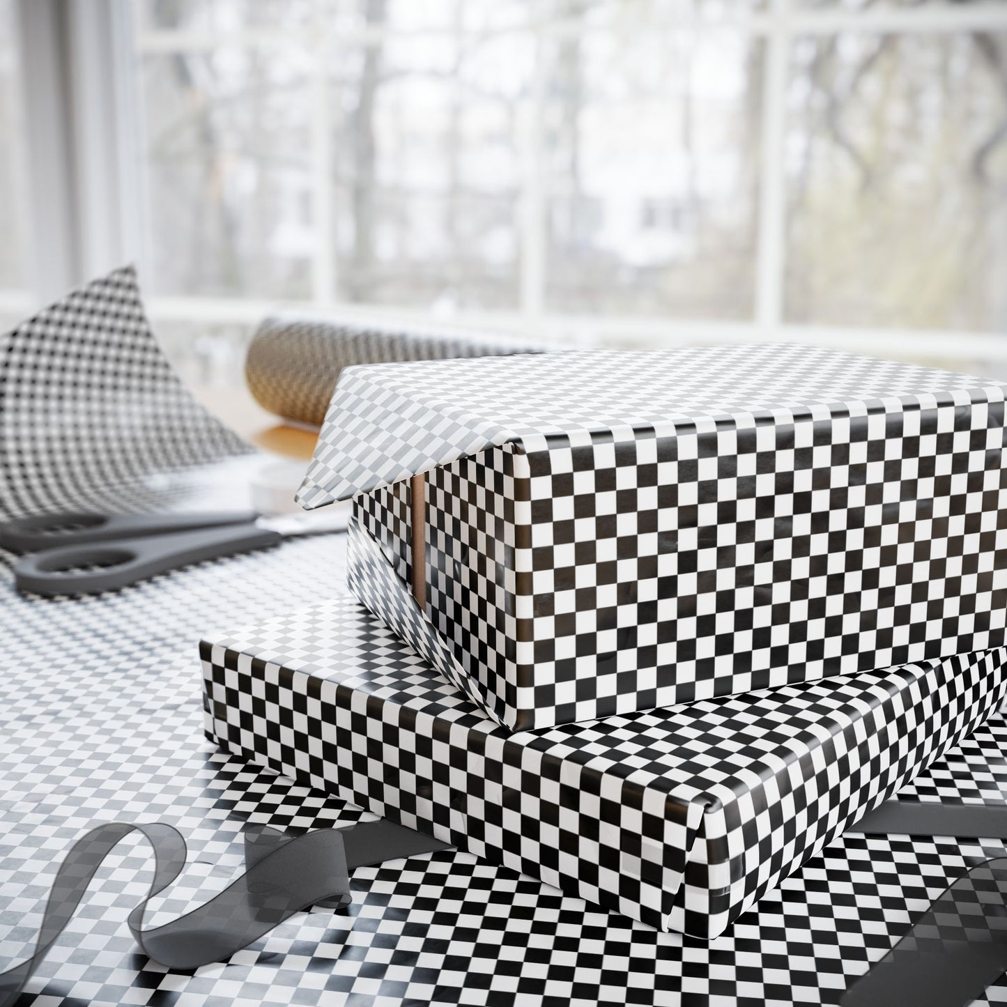 Black Checkered Wrapping Paper