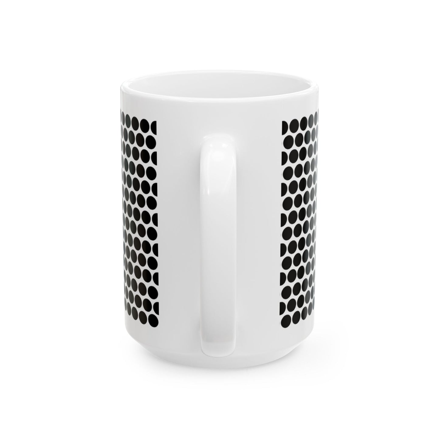 Black Polka Dot Ceramic Mug, (11oz, 15oz)