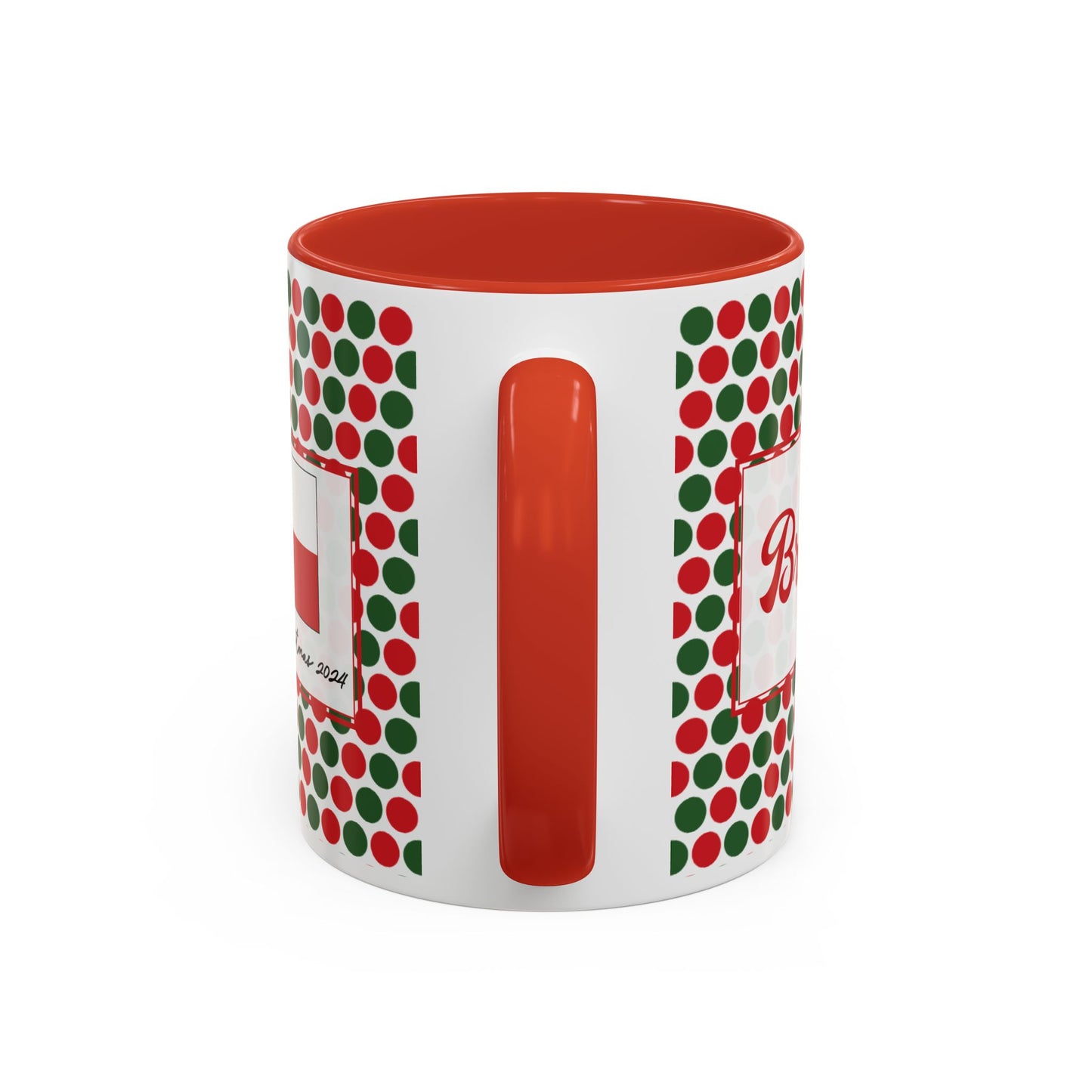 Bright- Christmas Polka Dot Party Personalizable Christmas Ceramic Mug (11oz, 15 oz)