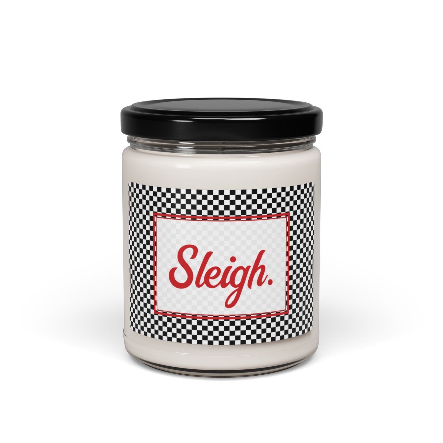 Sleigh- Black Checkered Scented Soy Candle, 9oz