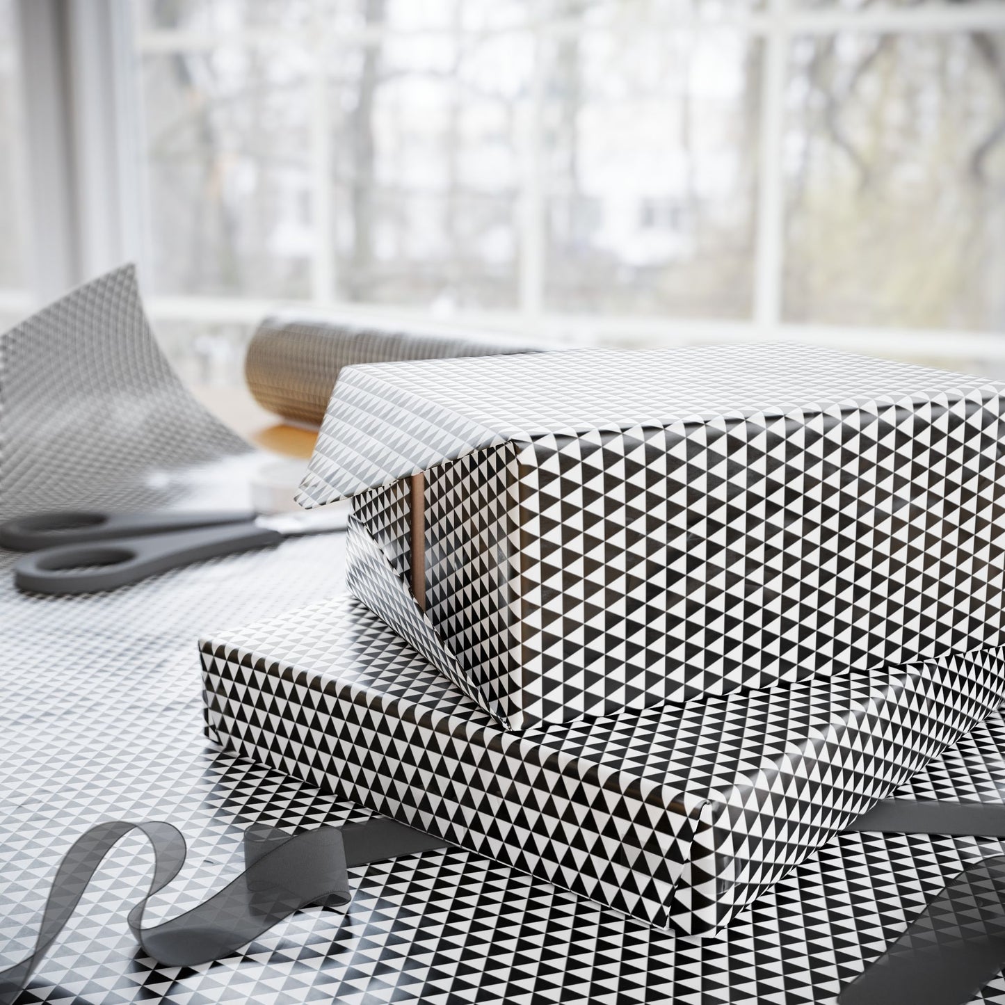 Black Tiny Triangles Wrapping Paper