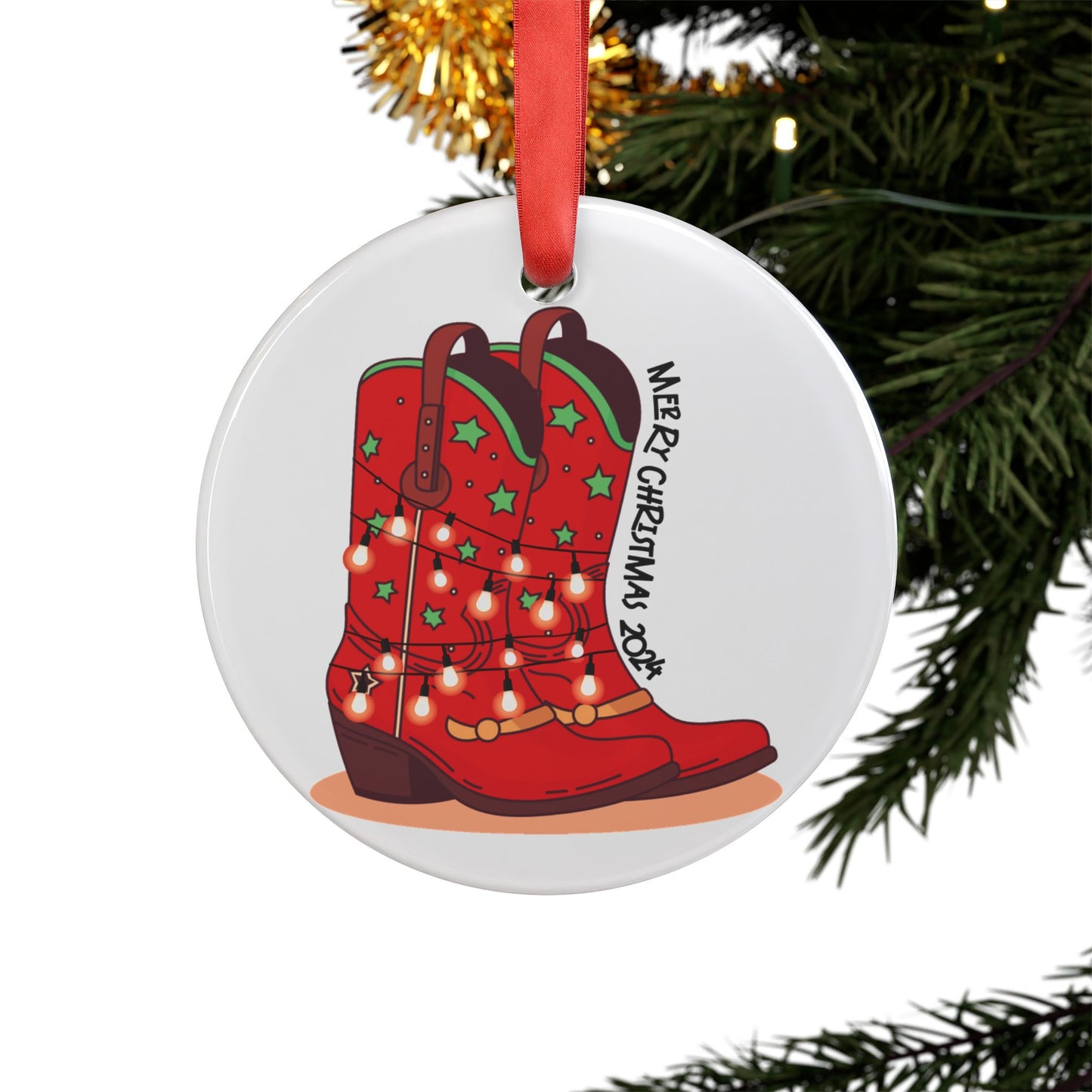 "Dancer" Christmas Cowboy Boots Ornament