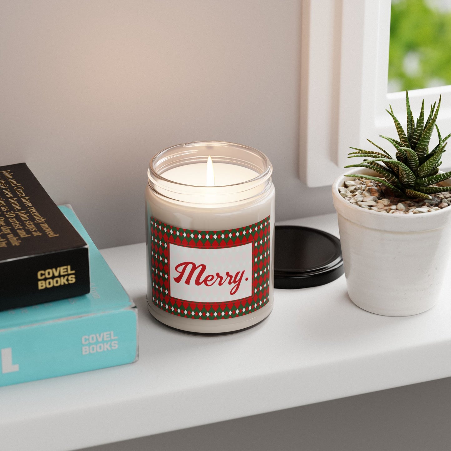 Merry- Christmas Fancy Argyle Scented Soy Candle, 9oz