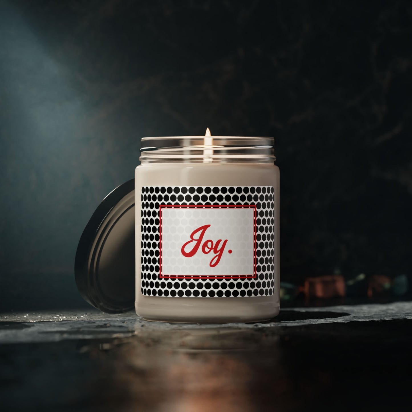 Joy- Black Polka Dots Scented Soy Candle, 9oz