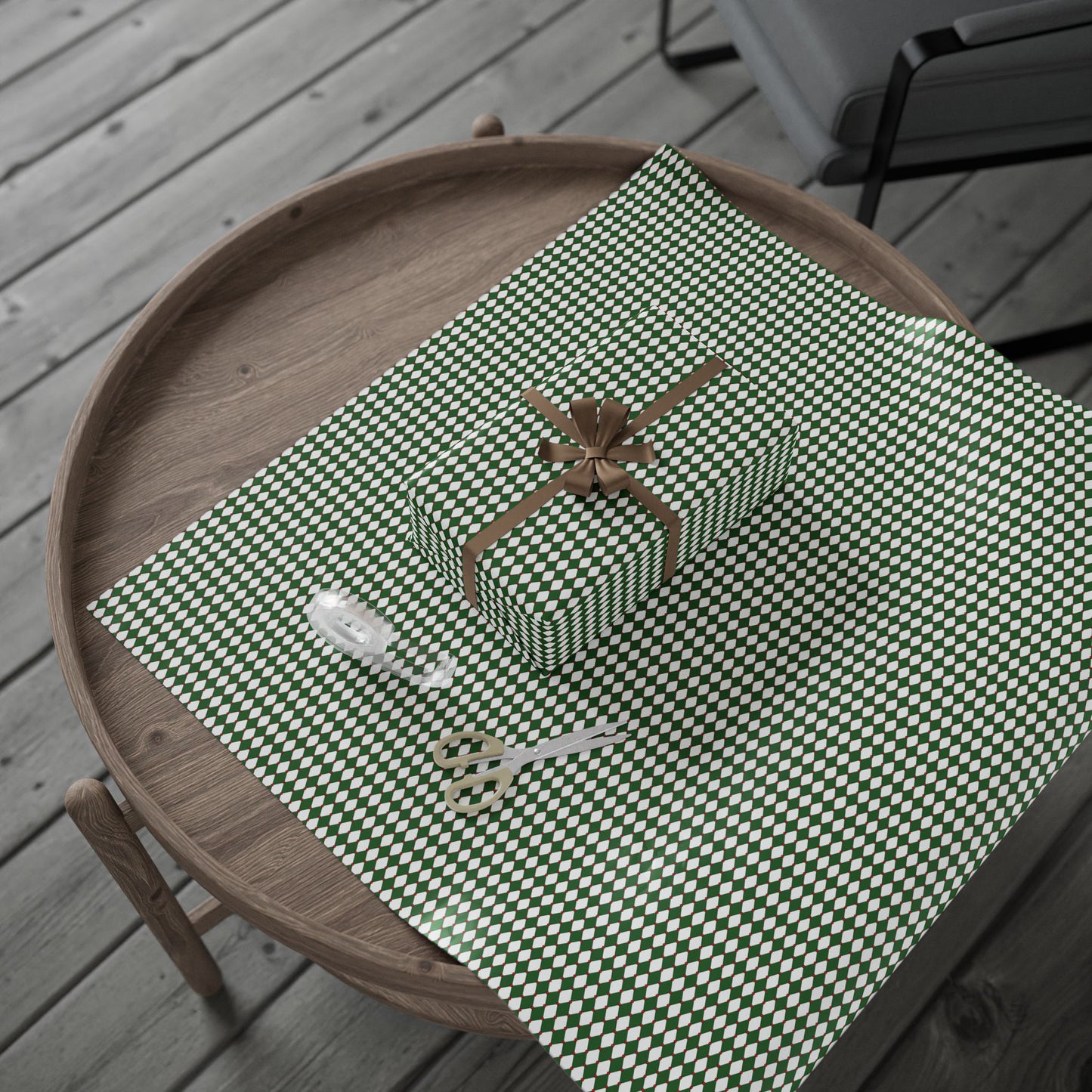Green Drummer Boy Argyle Wrapping Paper
