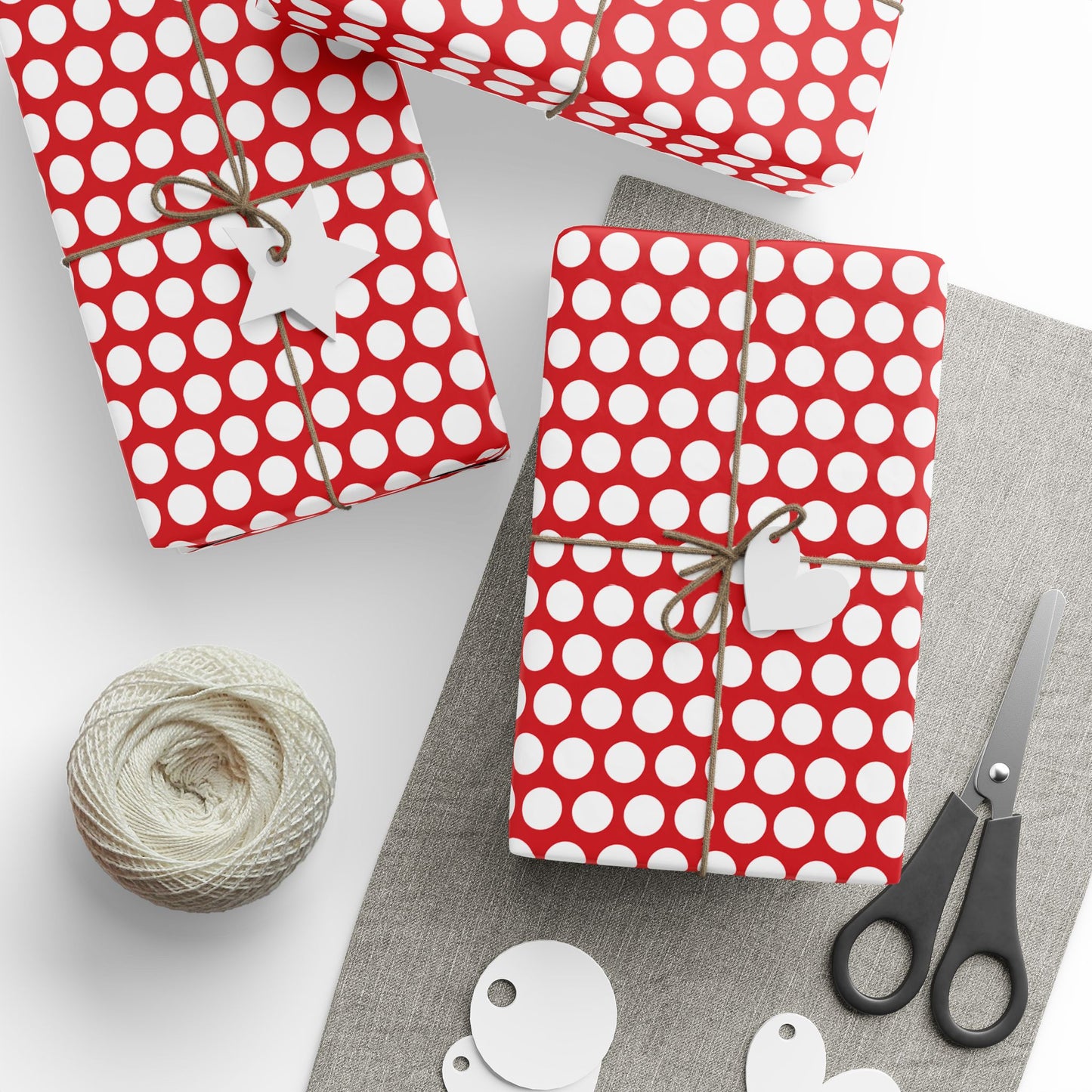 White Dot Red Wrapping Paper