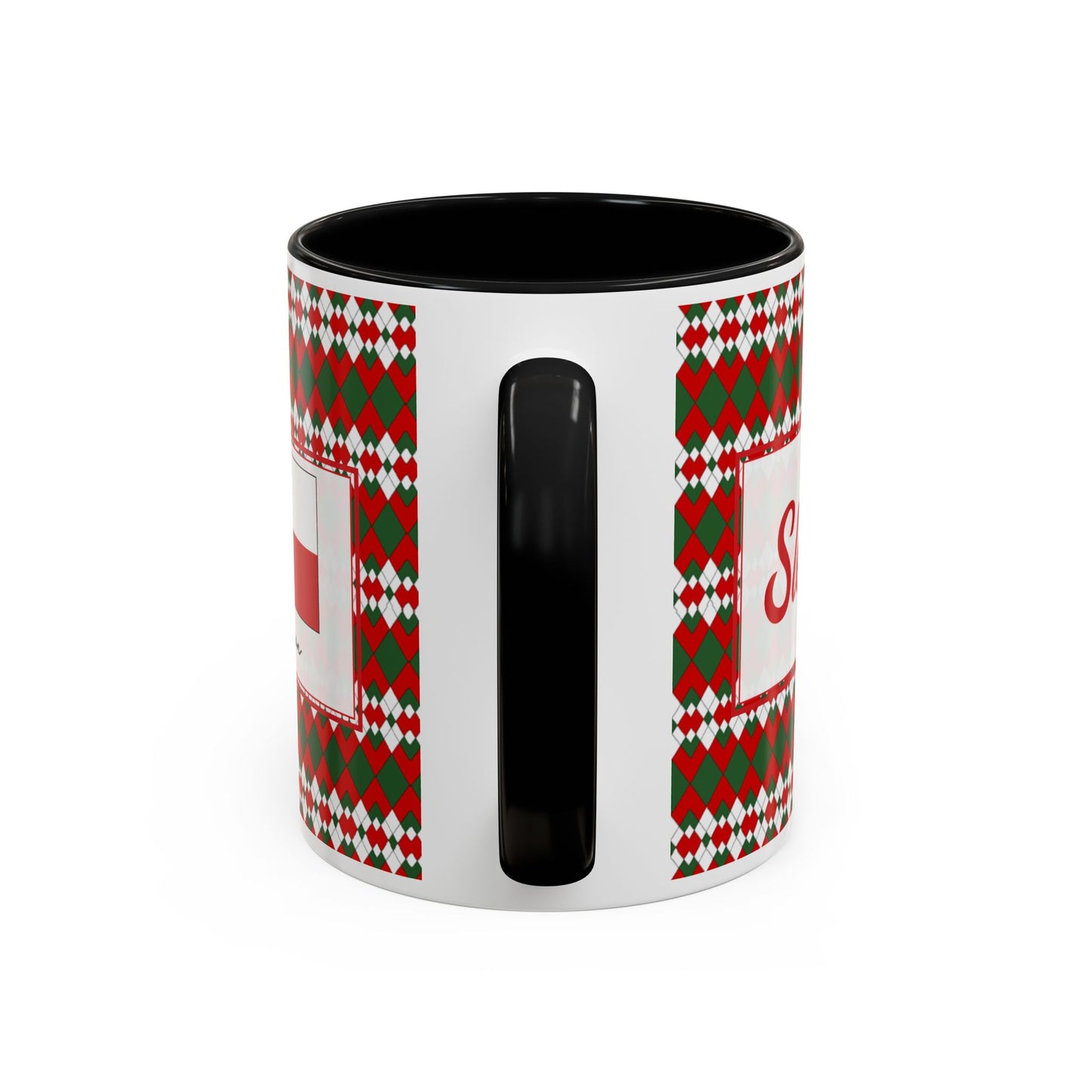 Sleigh- Christmas Extra Argyle Personalizable Christmas Ceramic Mug (11oz, 15 oz)