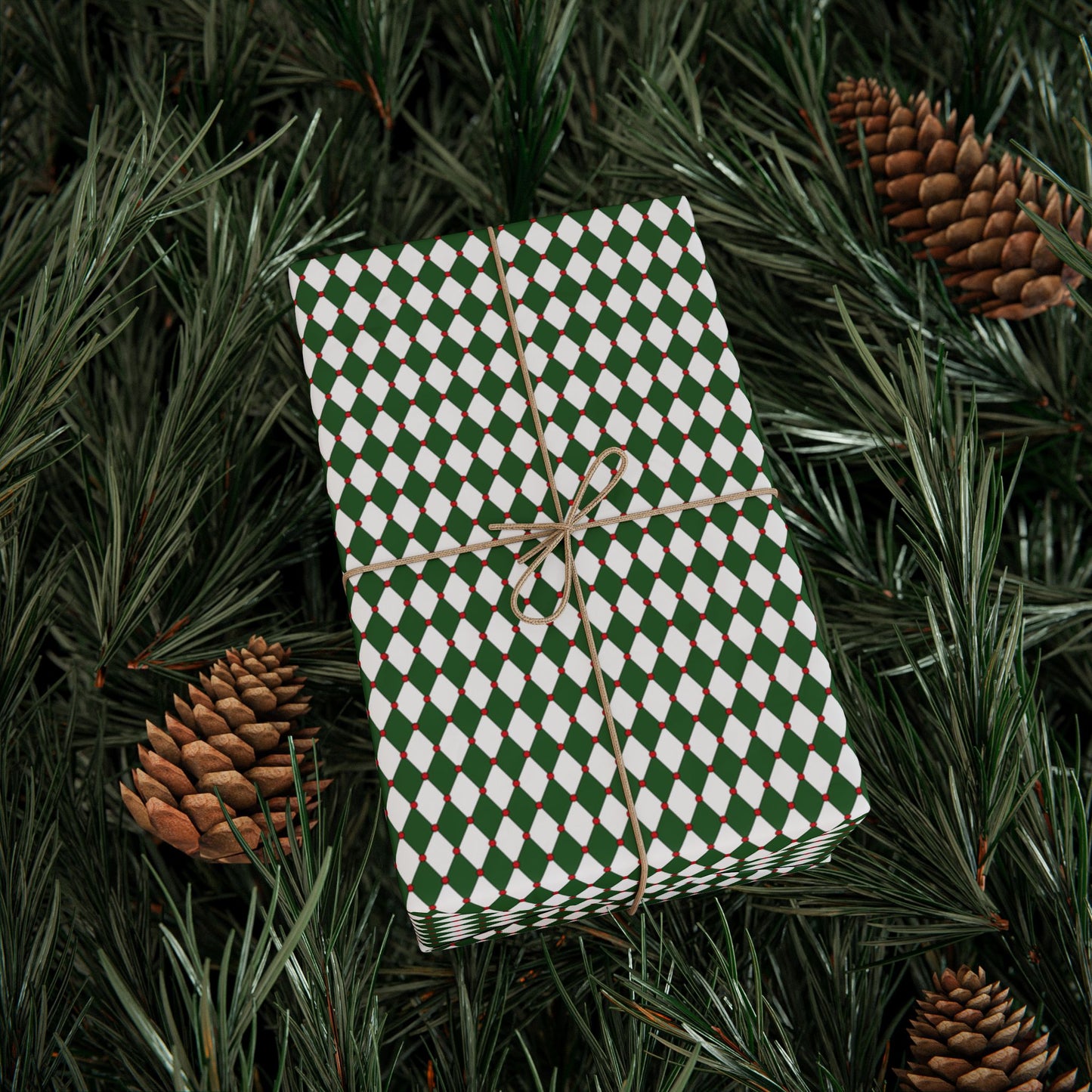 Green Drummer Boy Argyle Wrapping Paper