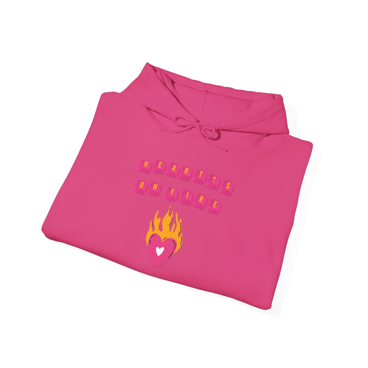 HEART'S ON FIRE Key Caps Flaming Heart Unisex Heavy Blend™ Hooded Sweatshirt