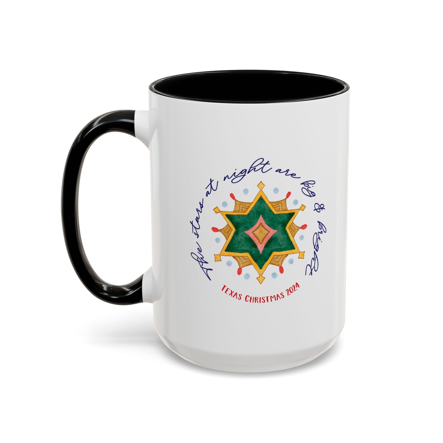 Texas Christmas Eastern Star Personalizable Christmas Ceramic Mug (11oz, 15 oz)