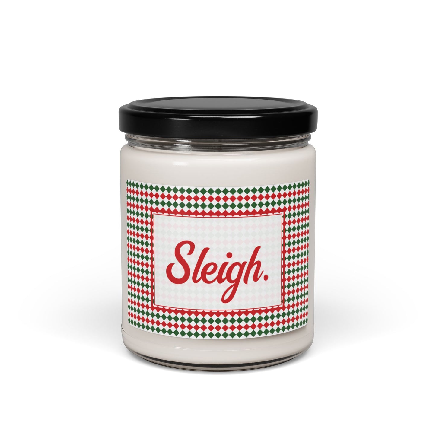 Sleigh- Christmas Argyle Scented Soy Candle, 9oz