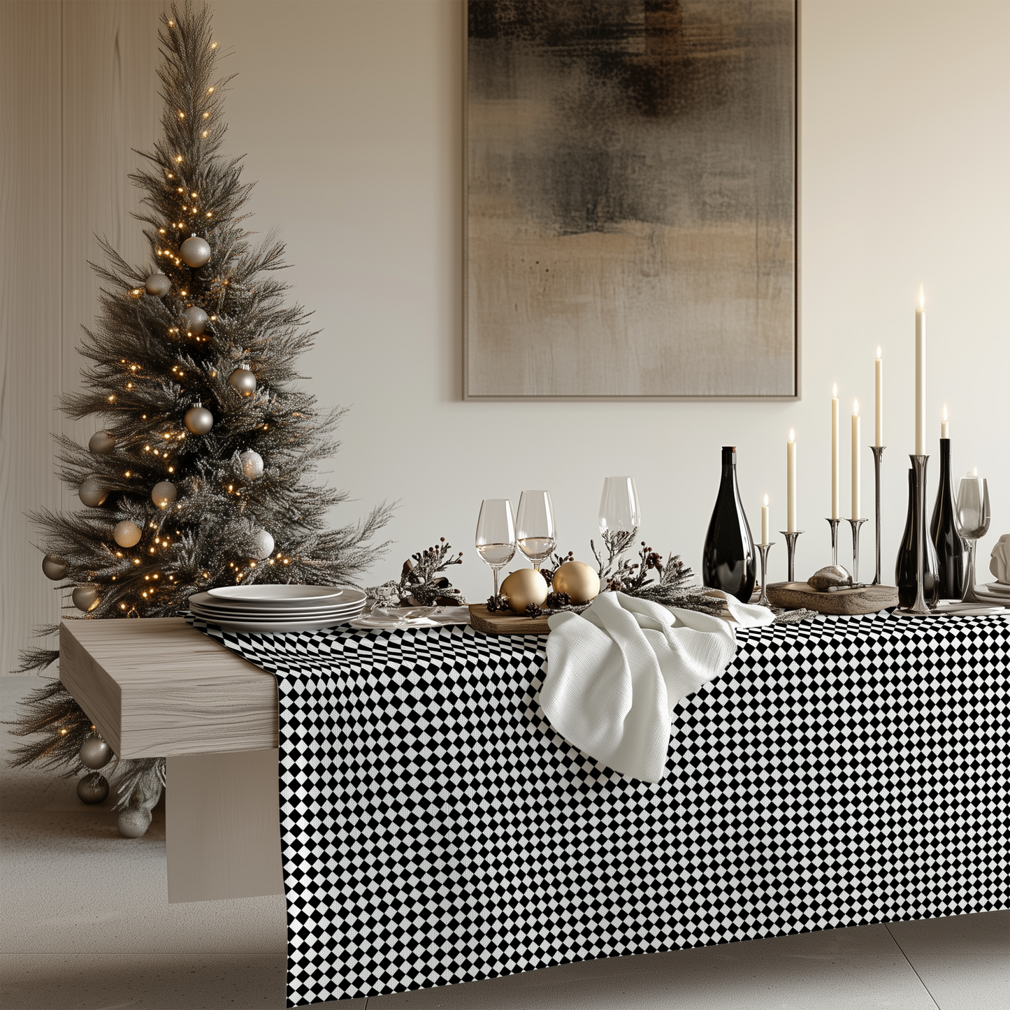 Black Argyle Square/Rectangle Tablecloths
