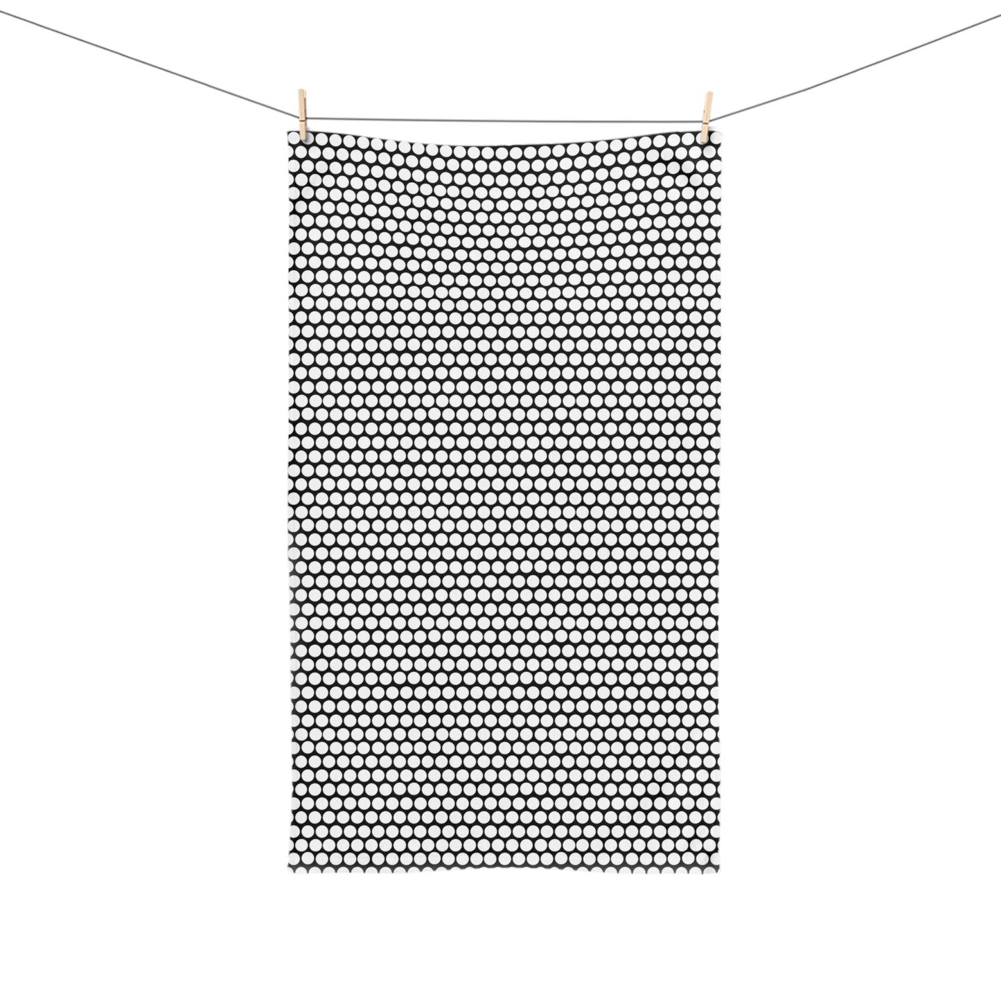 White Polka Dot on Black Hand Towel