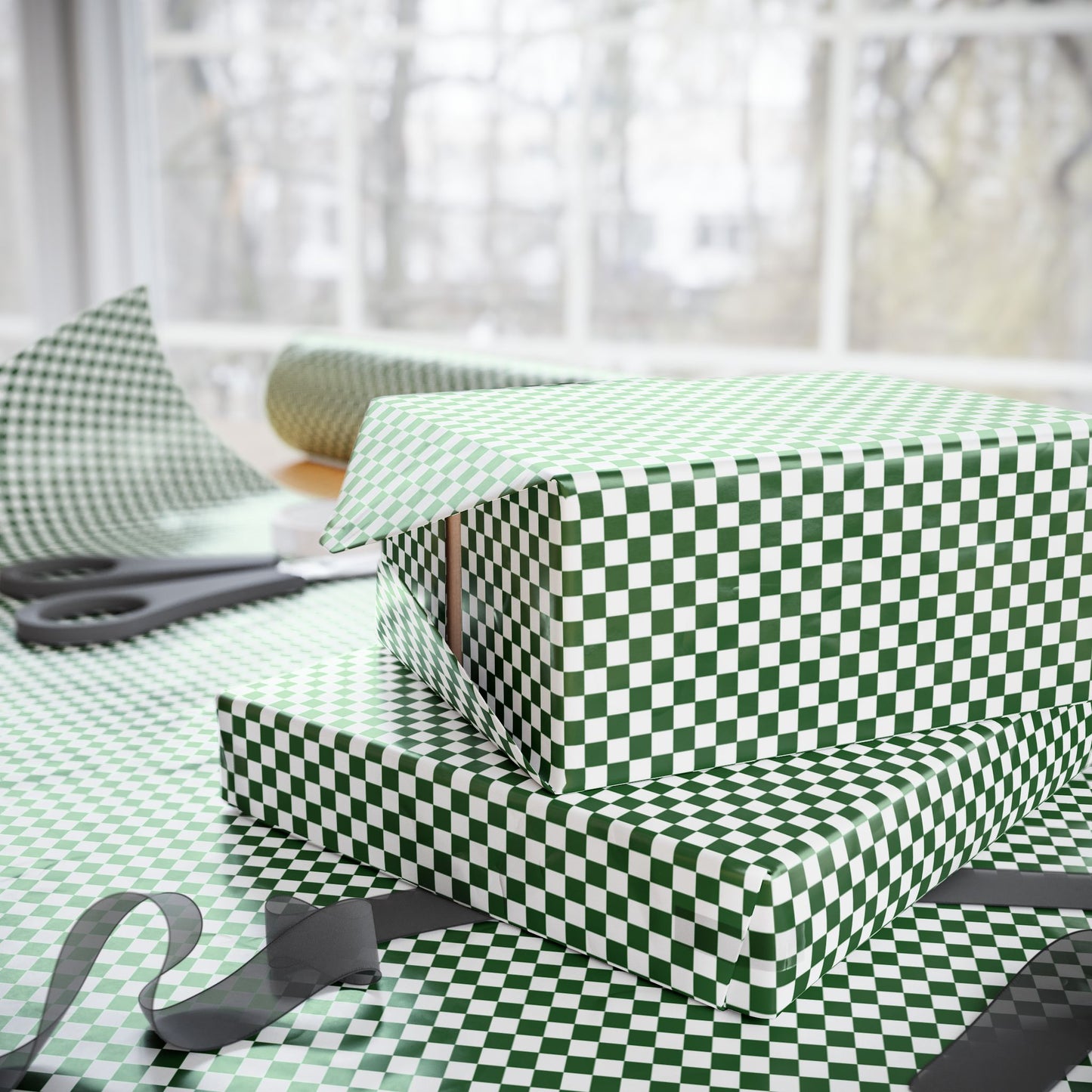 Green Checkered Wrapping Paper