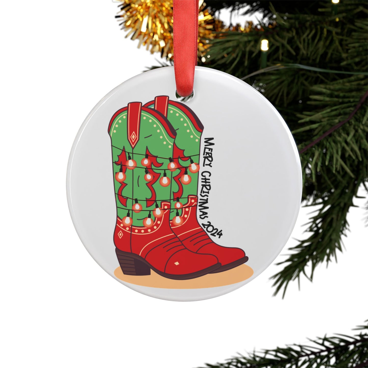 "Dasher" Christmas Cowboy Boots Ornament