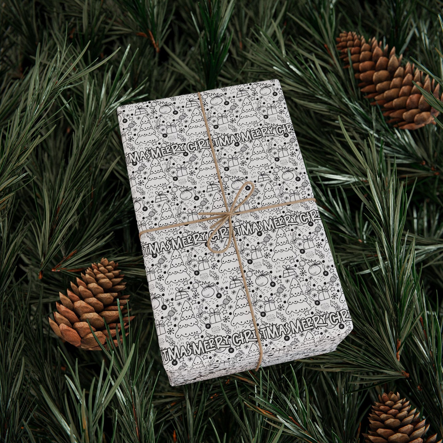 Christmas Party Coloring Activity Wrapping Paper