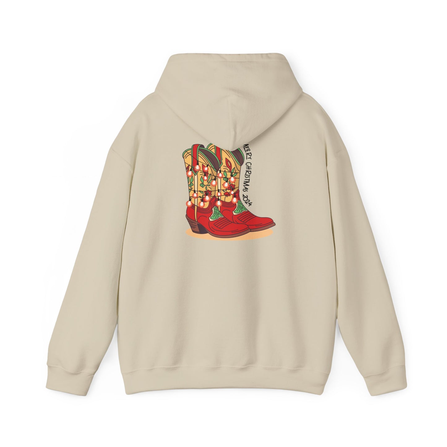 Prancer- Texas Christmas Cowboy Boots Unisex Heavy Blend™ Hooded Sweatshirt