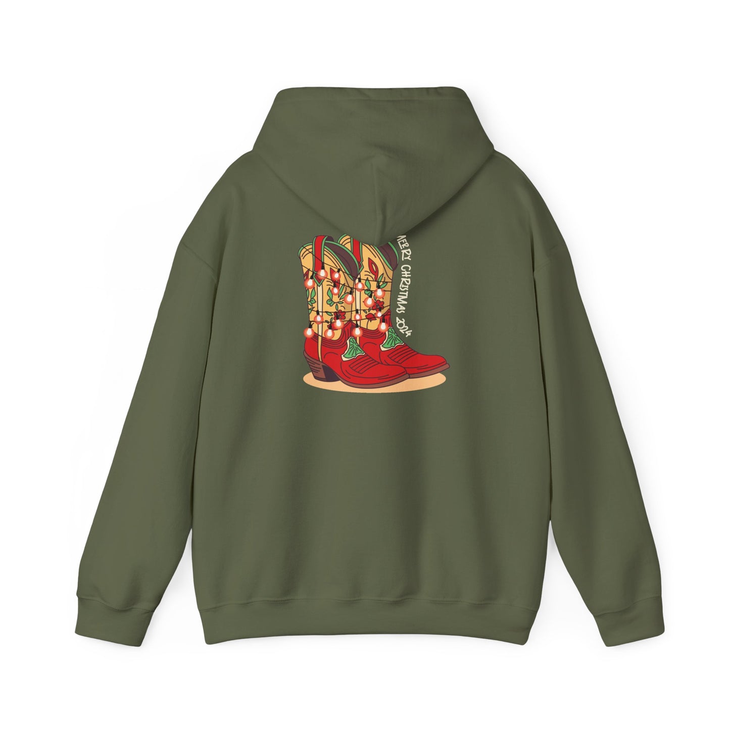 Prancer- Texas Christmas Cowboy Boots Unisex Heavy Blend™ Hooded Sweatshirt