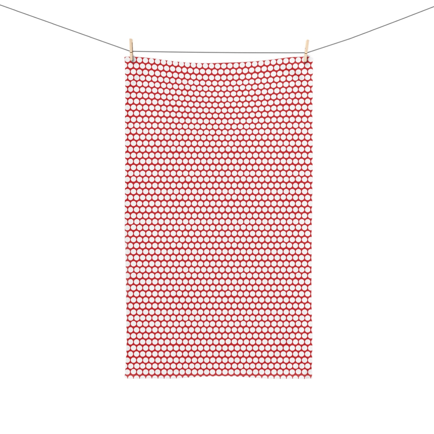 White Polka Dot on Red Hand Towel