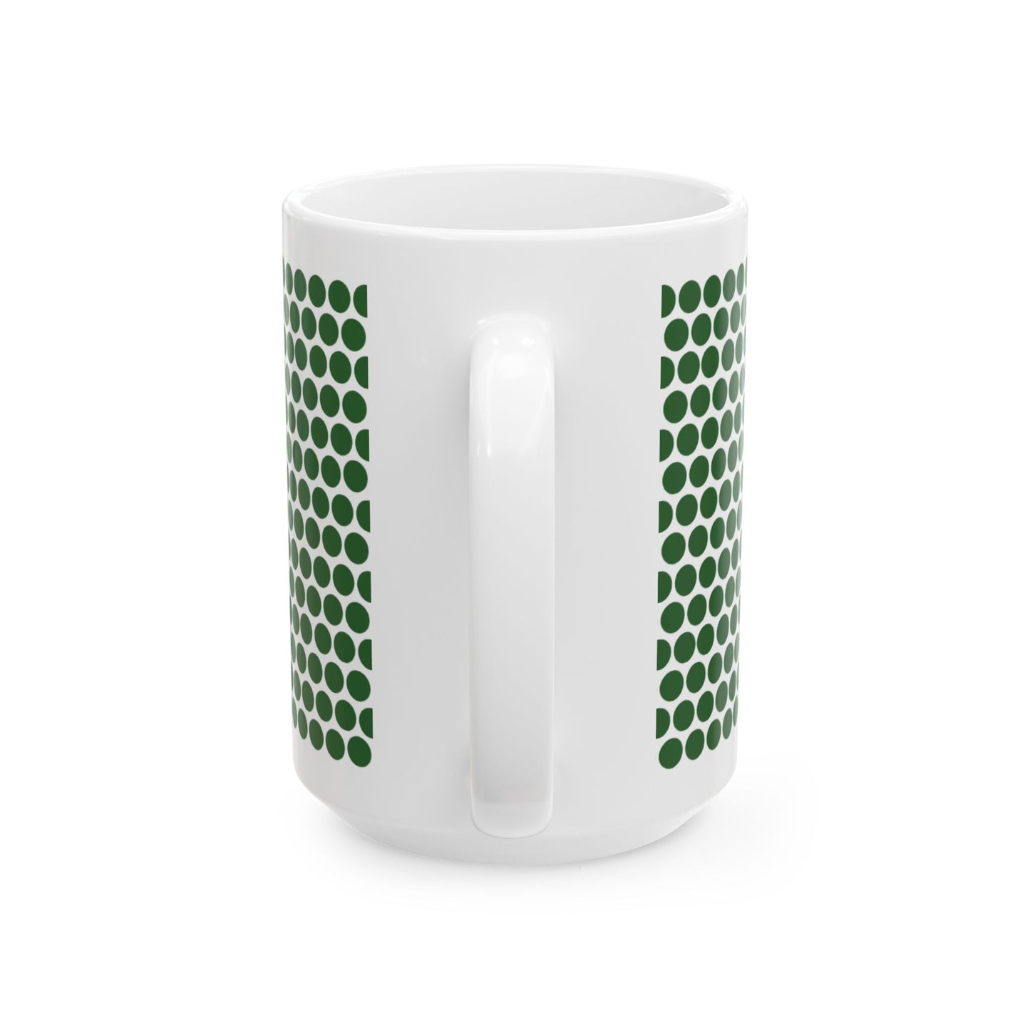 Green Polka Dot Ceramic Mug, (11oz, 15oz)