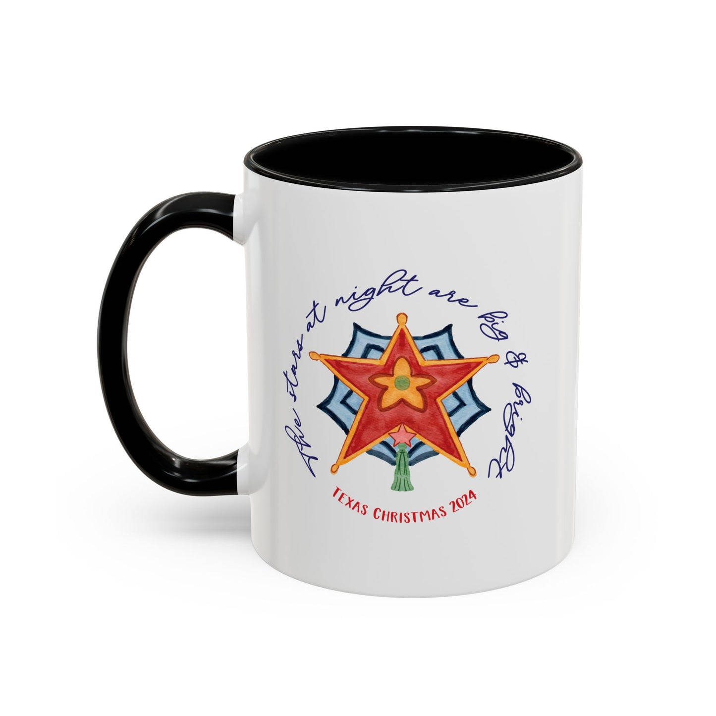 Texas Christmas Western Star Personalizable Christmas Ceramic Mug (11oz, 15 oz)
