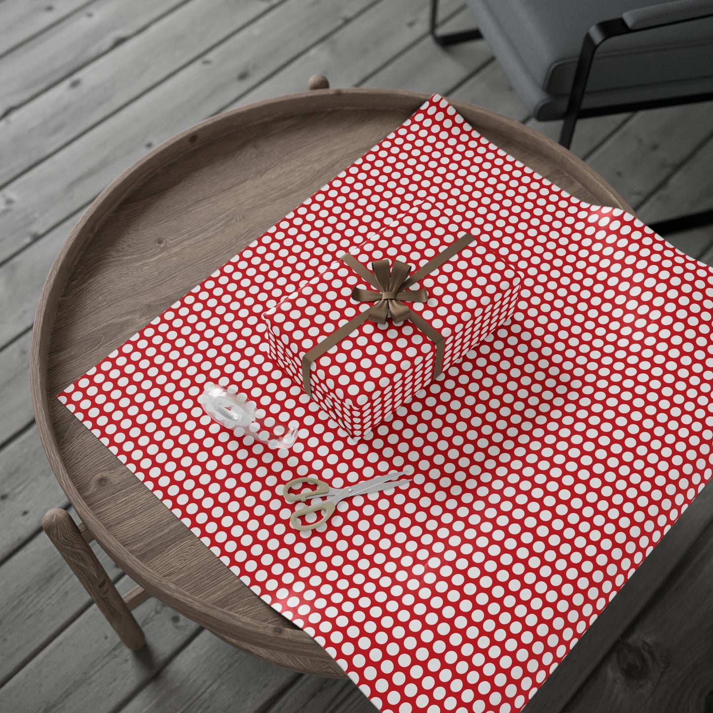 White Dot Red Wrapping Paper