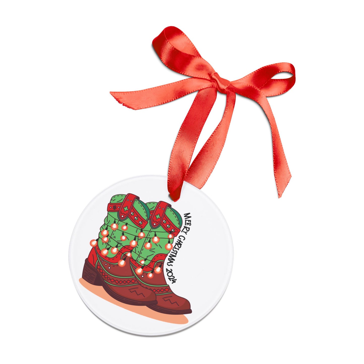 "Rudolph" Christmas Cowboy Boots Ornament