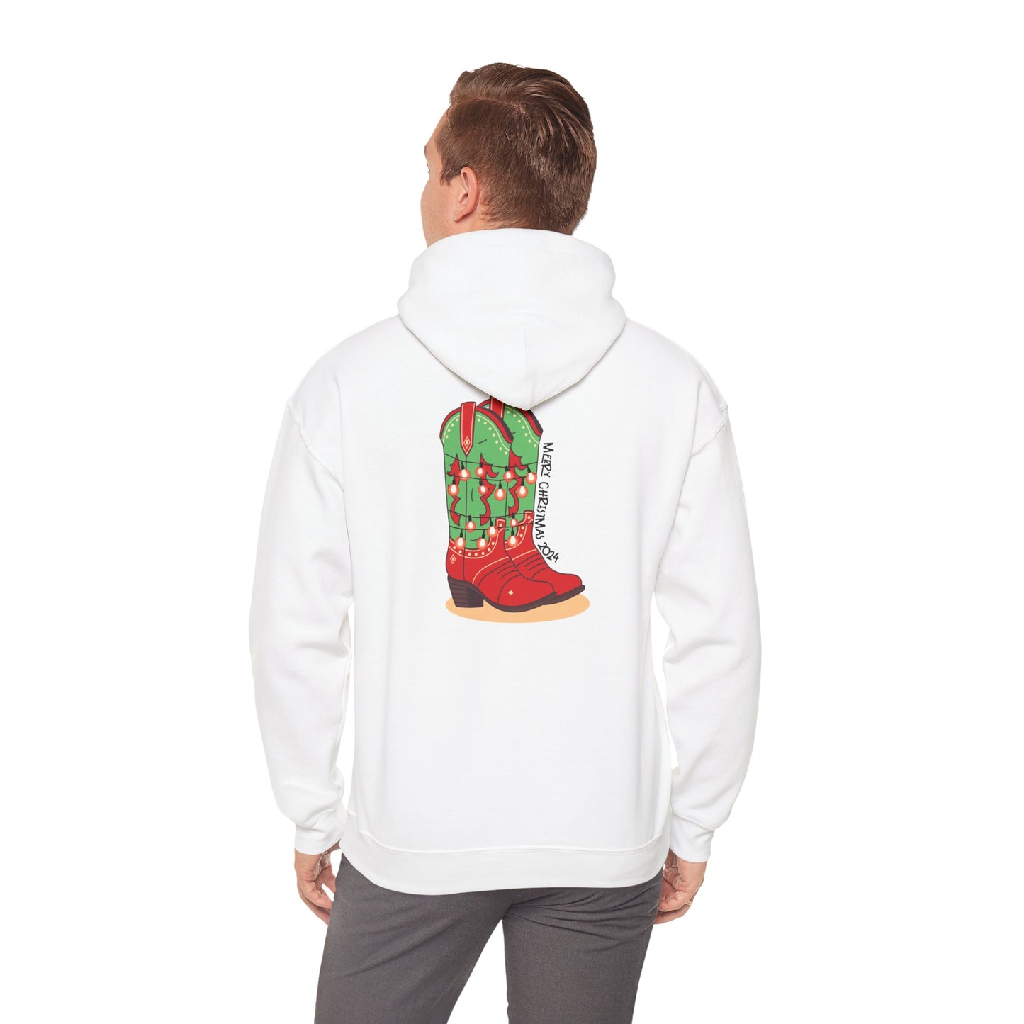 Dasher- Texas Christmas Cowboy Boots Unisex Heavy Blend™ Hooded Sweatshirt
